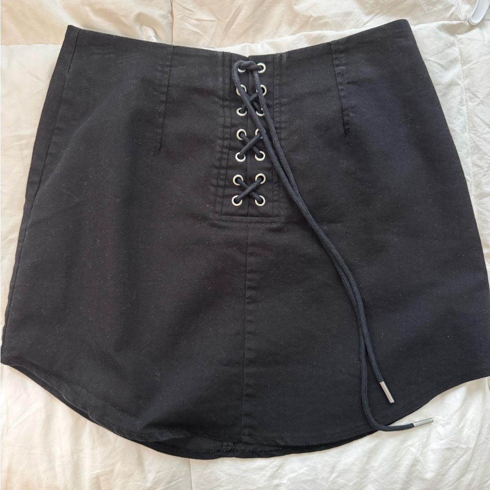 Forever 21 Black Lace-Up Mini Skirt